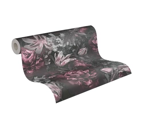 A.S. Creation PintWalls 385093 Non-Woven Wallpaper with Roses Pink Grey Black Floral 10.05 x 0.53 m Made in Germany