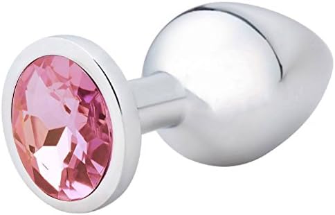 XXLIAN 1Pcs Round Shaped Jewelry Birth Stone Design Stainless Steel Plug Anales Sexy Stimulation Toys for Adult-Medium(Pink)