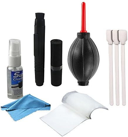 Cam Cleaning Kit | Set of 7 Ultimate APS-C Camera Frame Lens Travel Cleaning Package for DSLR LCD Canon Nikon Sony | Wet Sensor Swabs Solution Lens Pen Brush Air Blower Tissues Large Cloth | 1066