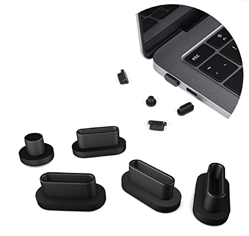 imComor Computer 5X USB Type C Anti Dust Plugs, Mobile Phone Speaker Mesh Protector Dustproof Adhesive Cover with Phone Port Cleaning Brush Cleaner