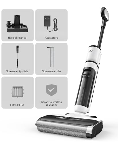 Redkey W13SE Cordless Vacuum Cleaner, 75 min Max, 23KPa Vacuum Cleaner, Self Cleaning, Double Water Tank, Voice Warning LED, for Hard Floors and Pet Hair