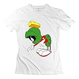 SJWL-Women's Marvin The Martian Cartoon Short Sleeve Tee Size M White