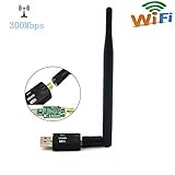 URANT 300M Wireless USB Adapter Card WiFi Dongle Hotspot with 5dbi High Gain Antenna Support Windows XP / Vista / 7 / 8 / 8.1 / 10 (32/64bits) Mac IOS Comply with 802.11b/g/n-2.4GHz
