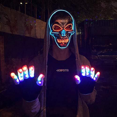 LED Halloween Mask,Scary mask with LED Light,Cosplay Glowing mask for Halloween Festival Party