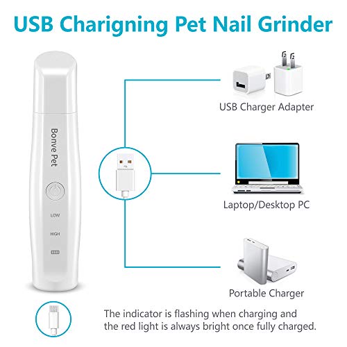 Pet Nail Grinder Electric Paw Trimmer Clipper Portable & Rechargeable Gentle Painless Paws Grooming Trimming Shaping Smoothing for Small Medium Large Dogs Cats