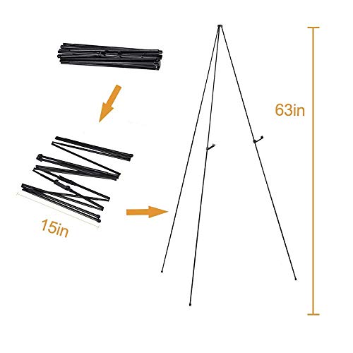 63'' Tall Display Easel, Folding Instant Poster Easel, Black Steel Metal Telescoping Art Easel for Display Show, Easy Assembly (1Pack) - Thumbnail 5