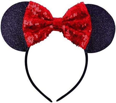 Little Monelli Headband Minnie Girl Carnival Mouse Ears with Sequins and Glitter Also Suitable for Adults Women and Girls