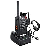 eSynic Rechargeable Walkie Talkie 1 pcs Long Range Two-Way Radio USB Cable Charging FRS462MHz Walky Talky with Earpieces Flashlight 16CH Single Band FM Handheld Transceiver