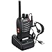 eSynic Rechargeable Walkie Talkie 1 pcs Long Range Two-Way Radio USB Cable Charging FRS462MHz Walky Talky with Earpieces Flashlight 16CH Single Band FM Handheld Transceiver primary