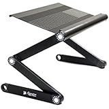 Portable Adjustable Aluminum Laptop Desk/Stand/Table Vented Notebook-Macbook–Ergonomic Extra Wide Tray TV Bed Lap Tray Stand Up/Sitting-Black