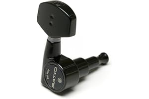 PRN-2411-B0 : Ratio Tuned Machine Heads - Acoustic 3+3 Contemporary Black 2 Pin