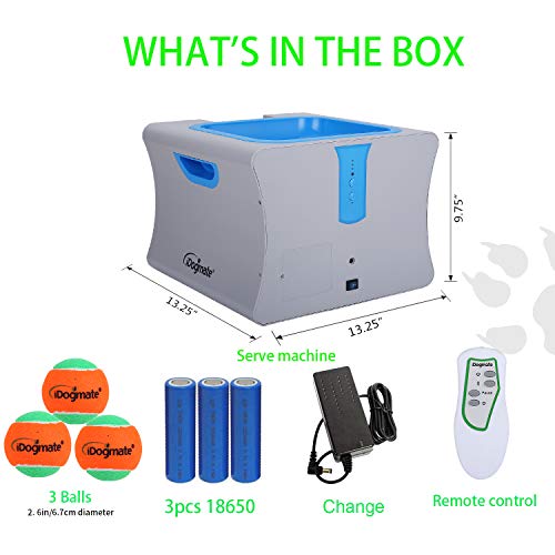 Dog Ball Launcher, iDog MIDI Rechargeable Automatic Pet Ball Thrower Interactive Ball Fetch Machine with 3 Balls