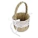 Mintbon Vintage Burlap Flower Girl Basket Rustic Wedding Ceremony Hessian Burlap Lace Flower Girl Basket with Bowknot Flower and Lace Rustic Country Vintage