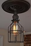 Steel Ceiling Light with Cage