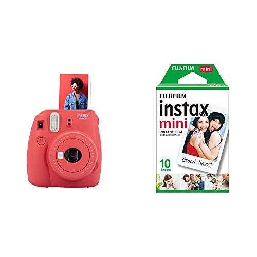 Fujifilm Instax Mini 9 - Poppy Red Appareil photo instantané Rouge & - Films Mini Instax - 86 x 54 mm - Monopack 10 Films