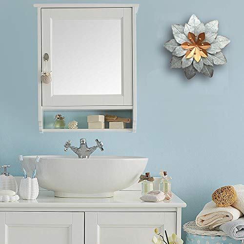 image for GIFTME 5 Galvanized Metal Layered Flower Outdoor Wall Art Decor Silver