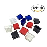ThreeBulls 12 Pcs Plastic USB A Male Anti-Dust Plug Stopper Cap Cover (Black, white, red, blue)