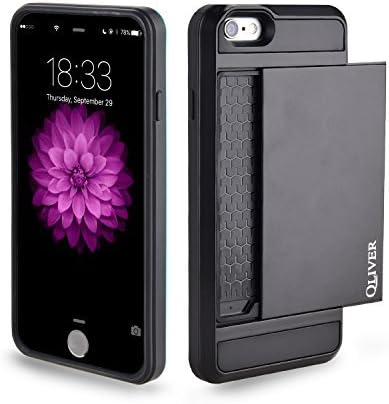 iPhone 6s Case, iPhone 6 Case, Qliver Slim Dual Layer Shockproof Protective Shell, Wallet Cover Case with Card Slot Holder for iPhone 6/6s, 4.7 inch - Black