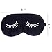 Kaptin Black Natural Silk Sleep Mask, Smooth Blindfold, Best Sleeping Eye Mask for Travel, Nap, Meditation, with Adjustable Strap for Adults and Kids, Eyelashes Patterns (1Pcs, White)