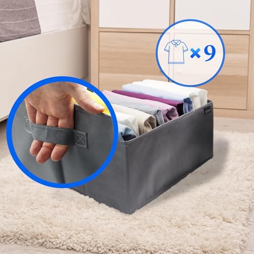 GF WAY Set of 3 Wardrobe Organizer with 9 Compartments, Space-Saving Boxes for Drawers, Linen, Underwear, Stockings and Accessories, Rigid Walls, Durable Fabric, Modern Design, 43 x 30 x 20 cm