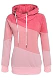 ANGVNS Women Long Sleeve Sport Polo Neck Hoody Contrast Color Pullover Hoodies
