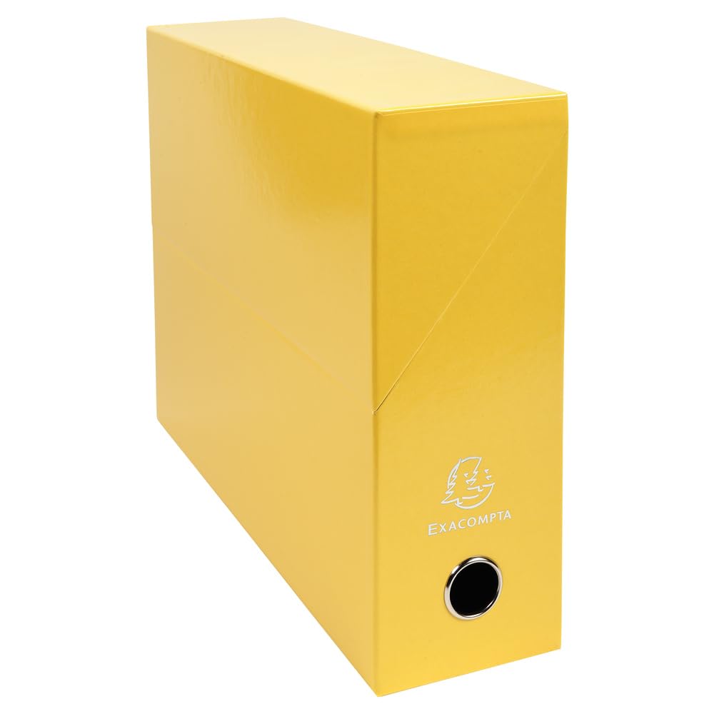 Exacompta - Ref 89928E - Iderama Collection - Transfer Box - 250 x 330 x 90mm in Size, Suitable for Holding A4 Documents, Premium Plastic-Coated Pressboard - Yellow