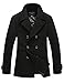 Match Mens Wool Blend Classic Pea Coat Winter Coats(010, Black XX-Large)