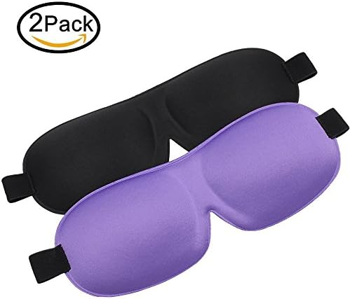Sleeping Mask 2 Pack Eye Mask for Sleeping Contoured Shape Ultra lightweight &amp; Comfortable 3D Sleep Mask for Travel, Nap, Shift Works (Black &amp; Purple)