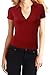 TWINTH Womens Polo Collar Deep V-Neck Pullover Casual Blouse Top With Plus Size