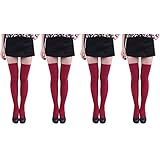 HDE Women's 4-Pack of Solid Color Opaque Sexy Thigh High Stockings Socks