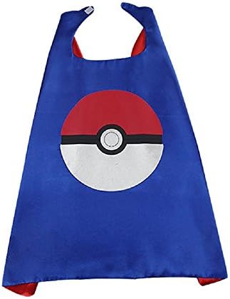 OscarNOtis Pokemon Go Pikachu Dress Up Costume Cape and Mask Set (Pokeball Blue)