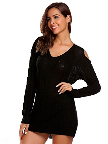 Miageek Women Cold Shoulder Loose Home Comfy Knit Sweater T-shirt Miageek Women Cold Shoulder Loose Home Comfy Knit Sweater T-shirt
