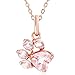 Cat Paw Necklace Sterling Silver Pink Crystal Paw Neckace Sterling Silver Rose Paw Pendant Necklace for Women (Rose)