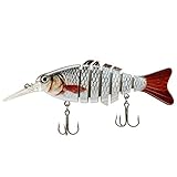 Rose Kuli Life Like Hard Body Swim Multi Jointed Hard Fishing Lure Hook Size #6 Beige, 3.8