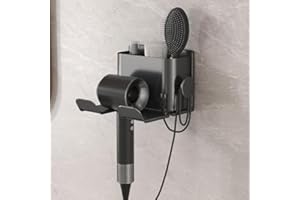 1pc Wall Mounted Hair Dryer Bracket For Bathroom Shelves, No-Drill, Hair Dryer Bathroom Storage Rack, Space Saving Storage Ac