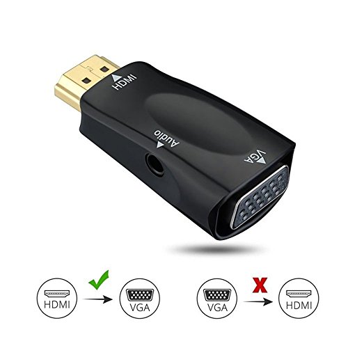 HDMI to VGA Converter Adapters, Gold-Plated HDMI to VGA Converter Adapter for PC, Laptop, DVD, Desktop and Other HDMI Input Devices - Black