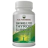 Raw Whole Food Thyroid Support Supplement by Peak Performance. 90 Vegan Capsules with Organic Kelp, Ashwagandha Root, Turmeric, Iodine. for Healthy Thyroid Hormone (1 Pack)