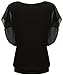 POSESHE Women's Loose Casual Short Sleeve Chiffon Top T-Shirt Blouse (L, Black)