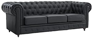 Tufted chesterfield settee with scroll armrests
