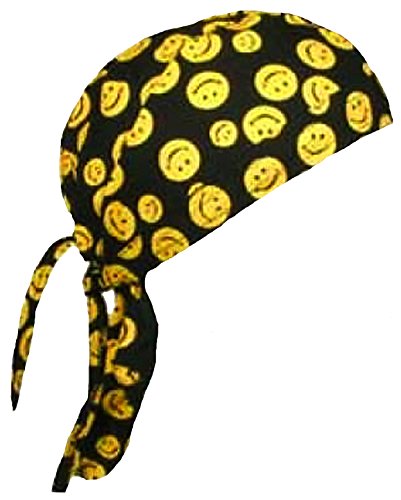 Smiley Face Doo Rag Happy Skull Cap Mens or Womens with Bumper Sticker