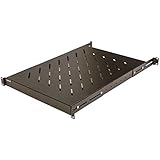 NavePoint 1U 19-Inch Fixed 4-Post Rack Mount Server Shelf with Adjustable Depth from 18-34 Inch Black