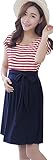 Women's Summer Short Sleeve Striped Maternity Dress,Red White