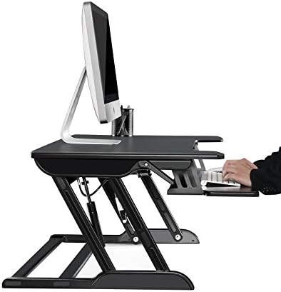UPERGO 32" Aluminum Frame Height Adjustable Standing Desk Raiser with Keyboard Tray, Black(ID-32B)
