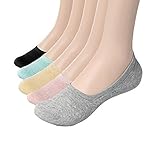 womens invisible socks-footie no show socks for flats summer liner socks 5 pairs (Free Size US Shoes 6.5-12, Black, Blue, Pink, Yellow, Grey)