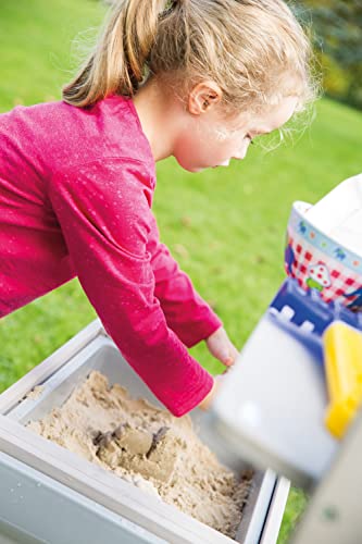 roba Children's Kitchen Sand and Water Fun – Multifunctional – Outdoor Table for Outdoor Activities with 2 Tubs – Lid in Solid Wood Lacquered Grey