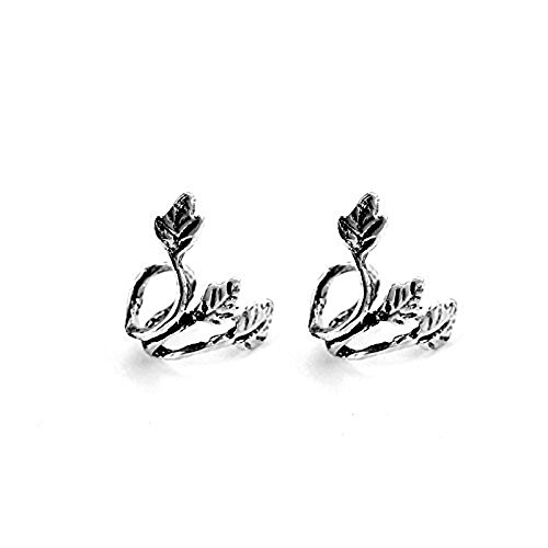 JASSINS Women Silver Plated Leaf Ear Cuff Earrings Clip On Wrap No Piercing Personality