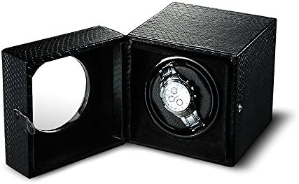 OLYMBROS Single Watch Winder Automatic Storage Boxes Quiet Motor for Men Snake-print Synthetic Leather