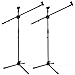 Microphone Stand 2 pack, Ohuhu Tripod Boom Mic Stands, Dual Mic Clip, Collapsible, Black