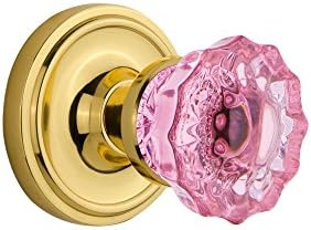 Nostalgic Warehouse 7147クラシックロゼットpassageクリスタルピンクガラスドアノブでアンティーク真鍮 Mortise 2 25 1