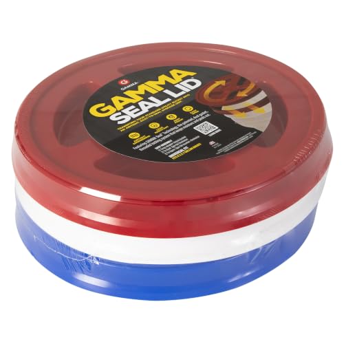 Gamma2 Combo de tampa de vedação pacote com 3: vermelho, branco e azul; feito nos EUA, cabe um balde de 3,5 a 7 galões